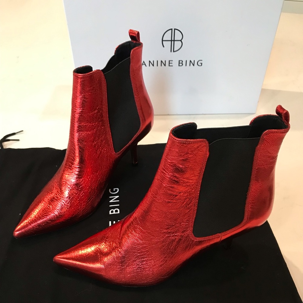 Anine Bing Red Stevie Booties